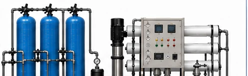 PremiumReverse Osmosis Plant 4 m3 per hour skid with pretreatment vessels, high pressure pump and RO membrane housing